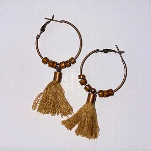 Bronze Boho Dangle Hoop Earrings